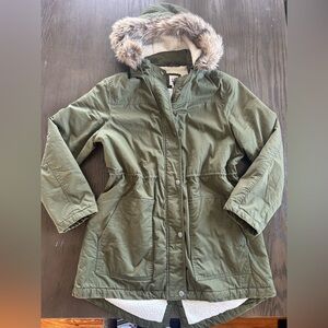 GAP Olive Green Women's Sherpa Lined Winter Parka Coat